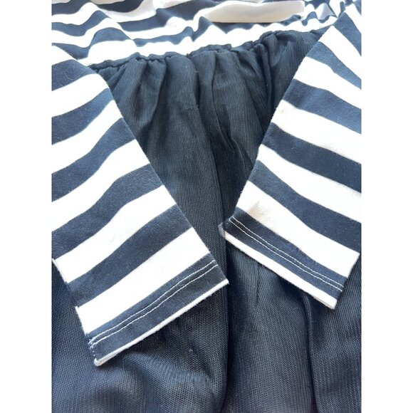 Cat & Jack Long Sleeve Girls XL-14 Black/White Striped Dress with Tulle NWOT - Picture 4 of 6